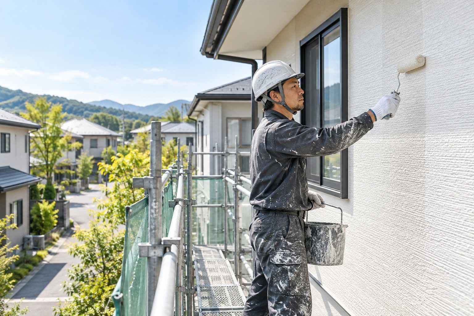 外壁塗装の作業風景